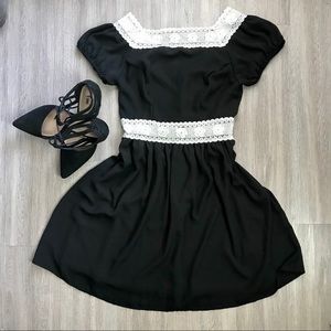 Altar’d State Lace V-Back Black Dress